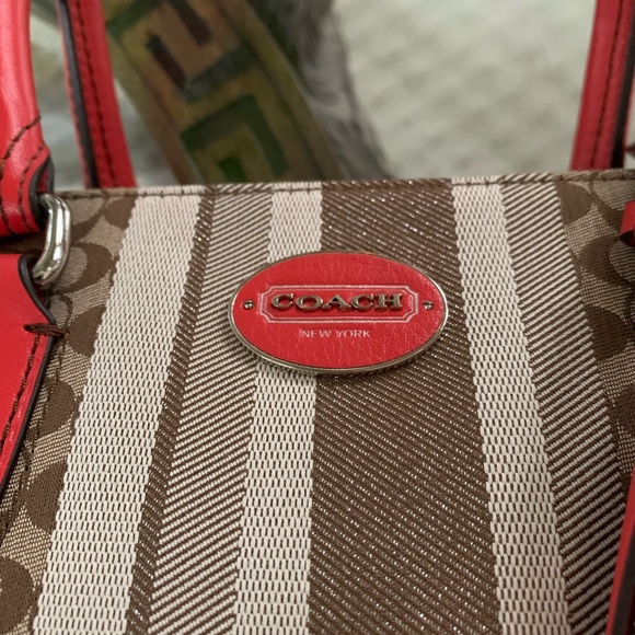 COACH SIGNATURE CANDACE STRIPE SATCHEL BAG!🧡🤎 - Picture 8 of 11